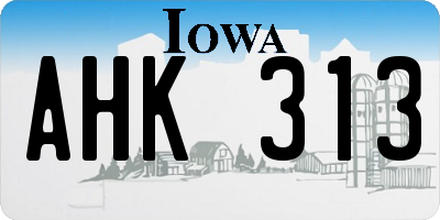 IA license plate AHK313
