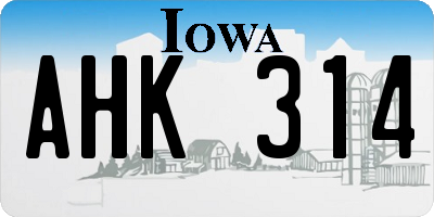 IA license plate AHK314