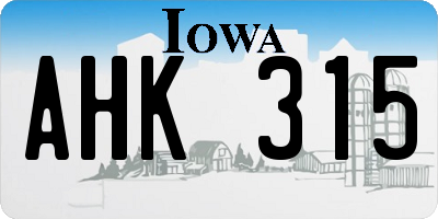 IA license plate AHK315