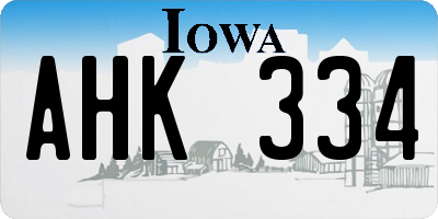IA license plate AHK334