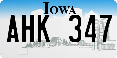 IA license plate AHK347