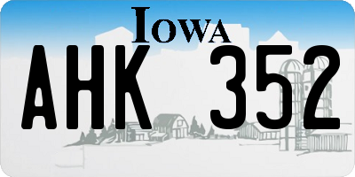 IA license plate AHK352