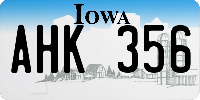 IA license plate AHK356