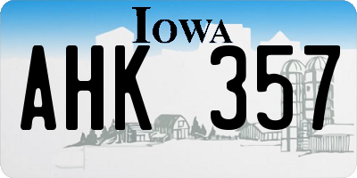 IA license plate AHK357