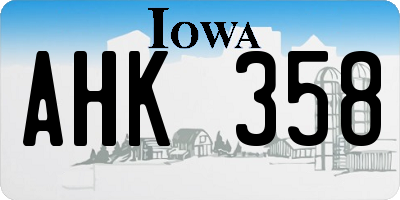 IA license plate AHK358