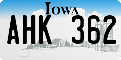 IA license plate AHK362