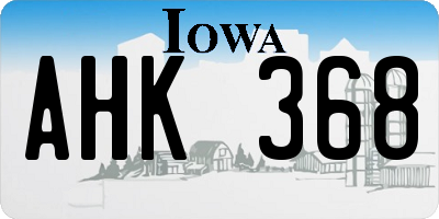 IA license plate AHK368