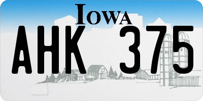 IA license plate AHK375