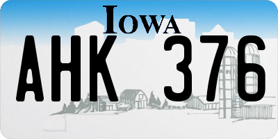 IA license plate AHK376