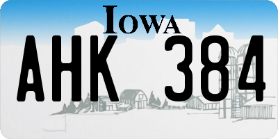 IA license plate AHK384