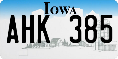 IA license plate AHK385