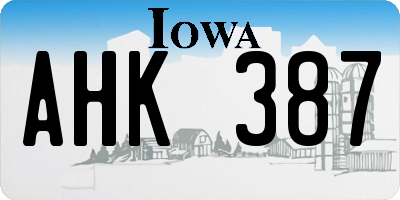 IA license plate AHK387