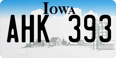 IA license plate AHK393