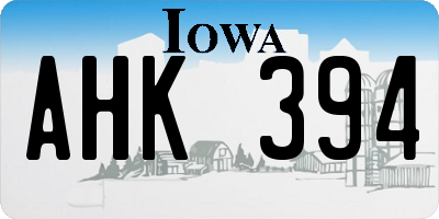 IA license plate AHK394