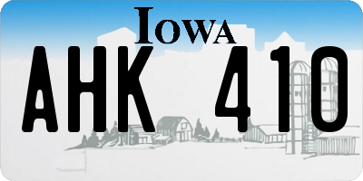 IA license plate AHK410