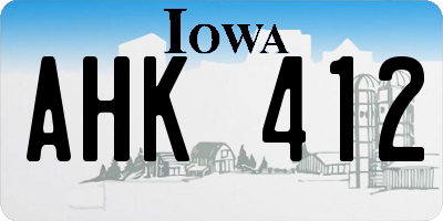 IA license plate AHK412