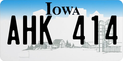 IA license plate AHK414