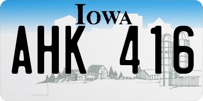 IA license plate AHK416