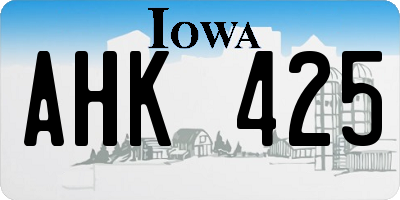 IA license plate AHK425