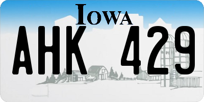 IA license plate AHK429