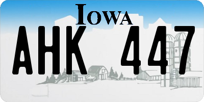 IA license plate AHK447