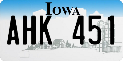 IA license plate AHK451