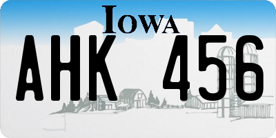 IA license plate AHK456