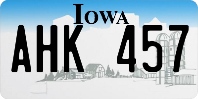 IA license plate AHK457
