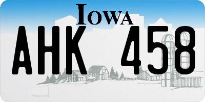 IA license plate AHK458