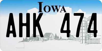 IA license plate AHK474