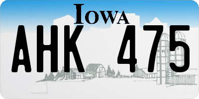 IA license plate AHK475