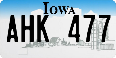 IA license plate AHK477