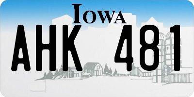 IA license plate AHK481