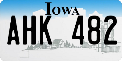 IA license plate AHK482