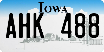 IA license plate AHK488