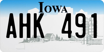 IA license plate AHK491