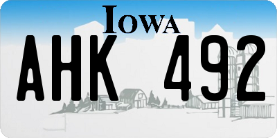IA license plate AHK492