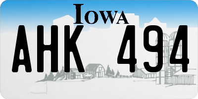 IA license plate AHK494