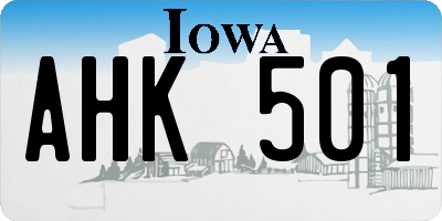 IA license plate AHK501