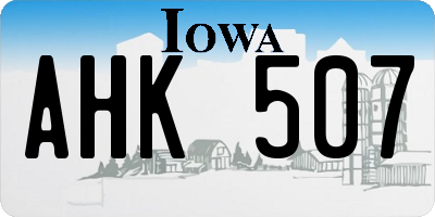 IA license plate AHK507