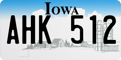 IA license plate AHK512