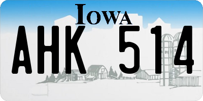 IA license plate AHK514