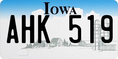 IA license plate AHK519