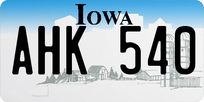 IA license plate AHK540