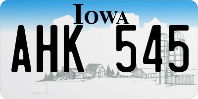 IA license plate AHK545