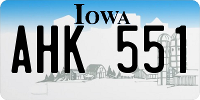 IA license plate AHK551