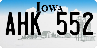 IA license plate AHK552