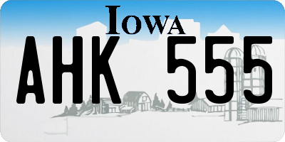IA license plate AHK555