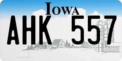 IA license plate AHK557