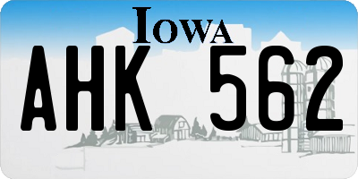 IA license plate AHK562